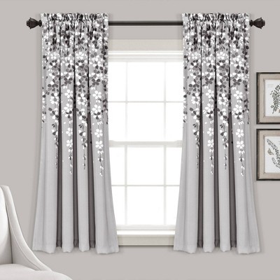 Set Of 2 Weeping Flower Light Filtering Window Curtain Panels