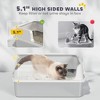 Kumasinova Stainless Steel Cat Litter Box with Scoop,High Sides Odor-Resistant Pet Litter Box for Big Cats,23.6" L x 15.7" W x 11" H,White - 4 of 4