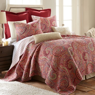 Spruce Red Cotton Quilted Euro Sham Set, 26 x 26 Inches