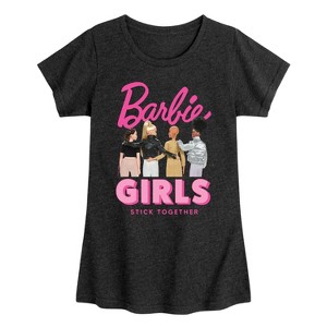 Girls' - Barbie - Girls Stick Together Fitted Short Sleeve Graphic T-Shirt - 1 of 4