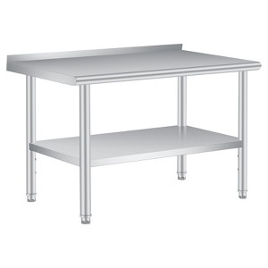 COZONY" Stainless Steel Prep & Work Table with Backsplash, Heavy Duty Commercial Table with Adjustable Under Shelf for Kitchen, Restaurant, Business - 1 of 4