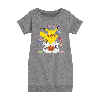 Girls' - Pokémon - Gotta Eat Em All Graphic Short Sleeve Fleece Dress