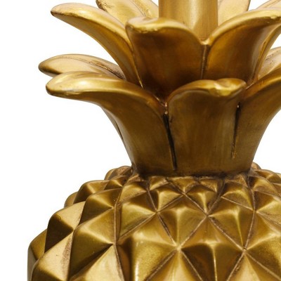 Gold Pineapple Table Lamp with White Fabric Shade