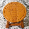 FURNIinspire Ottomans And Benches Carved Wooden Step Stool Fun Designs Premium Rubberwood Versatile Use, Queen Bee Style, Brown, 11.00"*11.00"*10.00" - 3 of 4