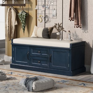 CAVINAS Modern Pull-Open Top Ottoman Bench with Removable Cushion,Rectangular Cabinet Storage Bench for Entryway,Living Room - 1 of 4