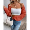 Coolmee Women's Cropped Cardigan Sweaters Long Sleeve Bolero Shrug Open Front Cardigans Rust Red S - 4 of 4