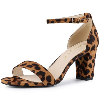 Allegra K Women's Open Toe Adjustable Buckle Ankle Strap Chunky High Heels