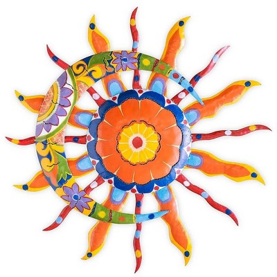 Plow & Hearth - Talavera Sun and Moon Painted Metal Wall Art