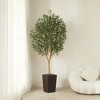 DR.Planzen 72" Artificial Olive Tree with Real Wood Branches - 6FT UV Resistant Indoor/Outdoor Fake Plant in 15.7" Planter (B/W/Coffee) - 4 of 4