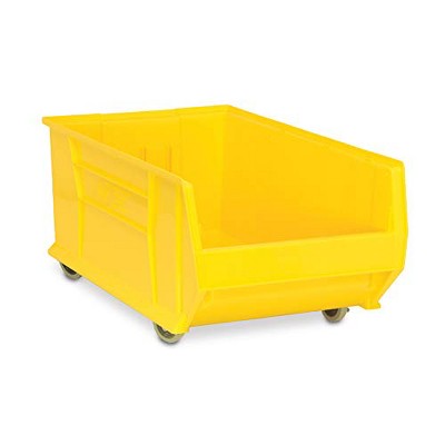 Blue Plastic Mobile Storage Bin with Optional Dividers 29.875" x 16.5" x 21"