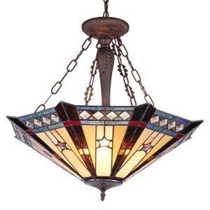 Chloe Lighting Sirius Tiffany-Style Goemetirc 3 Light Inverted Ceiling Pendant 25`` Shade - 1 of 3