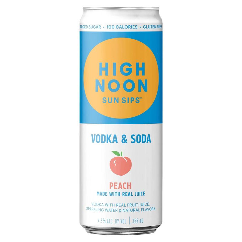 High Noon Sun Sips Peach Vodka Hard Seltzer - 4pk/355ml Cans, 3 of 6