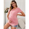 INSPIRE CHIC Women's Maternity Top Short Sleeve Crewneck Wrinkle Design Blouse Waist Tiered Pregnancy T-Shirt - 2 of 4
