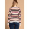 Slickblue Striped Knit Sweater for Women, V-Neck, Ruffled Hem Detail, Casual & Trendy, Grey/Mustard, S-M/M-L - 4 of 4