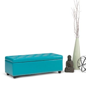 NicBex 47.6" Storage Bench Rectangle Ottoman with Storage Faux Leather Fabric Button-tufted Bench for Bedroom, Entryway, Gray - 1 of 4