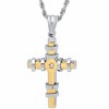 Steeltime Stainless steel cross pendant with simulated diamond. Color Options: Black, Gold, Silver - 2 of 4
