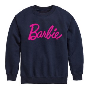 Boys' - Barbie - Classic Pink Logo Graphic Long Sleeve Fleece Sweatshirt - 1 of 4