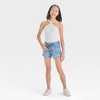Girls' Star Applique Mid-Rise Cut-Off Denim Shorts - art class™ Blue - 3 of 4