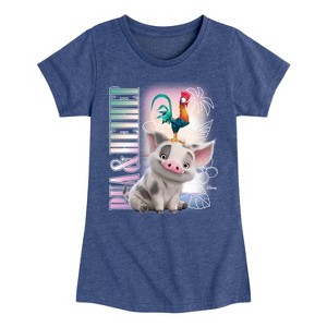 Girls' - Moana - Pua and Hei Hei Vintage Bootleg Fitted Short Sleeve Graphic T-Shirt - 1 of 4