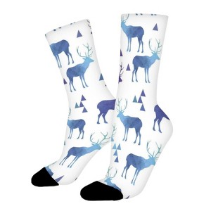 Navy Blue Bear Moose Women Printed Crew Socks Funny Funky Socks Soft Polyester Novelty Gifts for Artists Men - 1 of 1