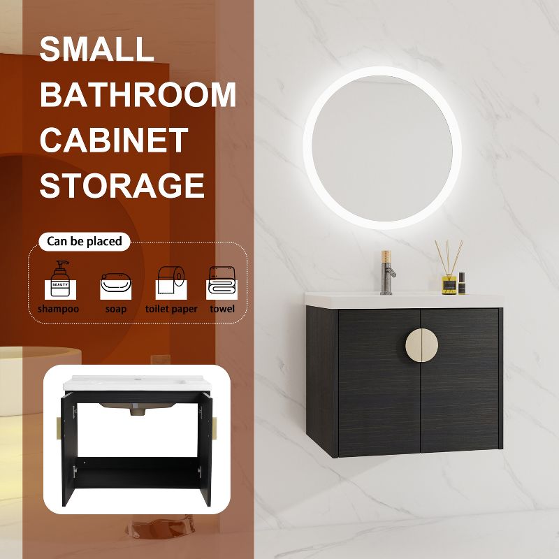 Bathroom Vanity with Sink and Soft Close Door for Small Bathrooms, Black - ModernLuxe, 5 of 12
