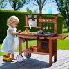 ROBOTIME Play Food And Toy Kitchens Outdoor Kitchen Playset, Wooden Play Kitchen Accessories with Wheels, Gift for Kid, Brown, 11.6"*31.3"*33.5" - 3 of 4