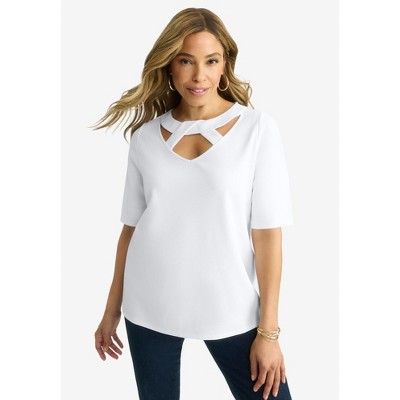 Jessica London Women's Plus Size Cutout A-Line Top
