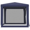 vidaXL Party Tent with 4 Mesh Sidewalls Blue 8.2'x8.2' HDPE - 4 of 4