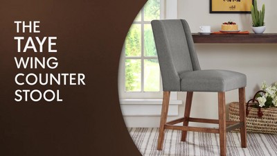 Taye Wing Classic Cream Counter Stool with Espresso Wood Finish