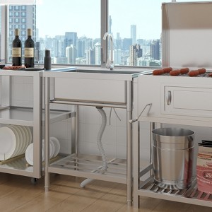 Commercial Stainless Steel Utility Sink - Heavy Duty w/Faucet & Storage for Kitchen/Garage/Workshop - 1 of 4