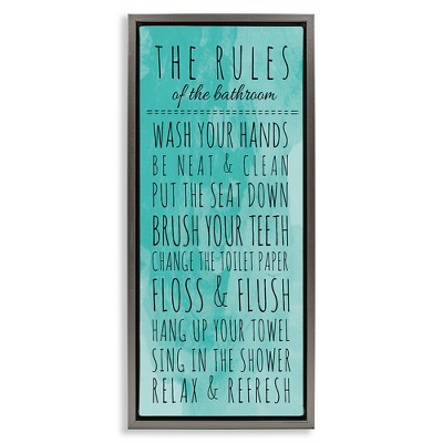Stupell Industries Bathroom Rules on Turquoise, 15" x 31"