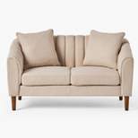 Gamay Contemporary Channel Stitched Fabric Loveseat Beige/Dark Walnut - Christopher Knight Home