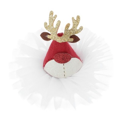 Unique Bargains Christmas Hair Clips Red Nose Elk for Christmas 3.54"x3.15" Red White 1 Pc