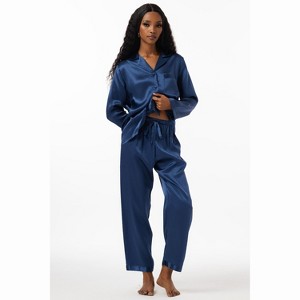 SilkSilky Women's Pure Silk Button Up Pajamas - 1 of 4
