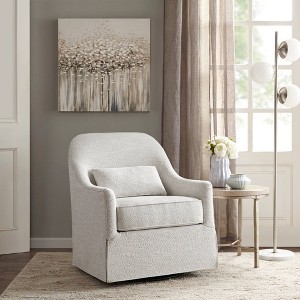 Wilmington Swivel Glider Chair Ivory/Black: Madison Park, Polyester Upholstery, Metal Legs, Foam Fill - 1 of 4