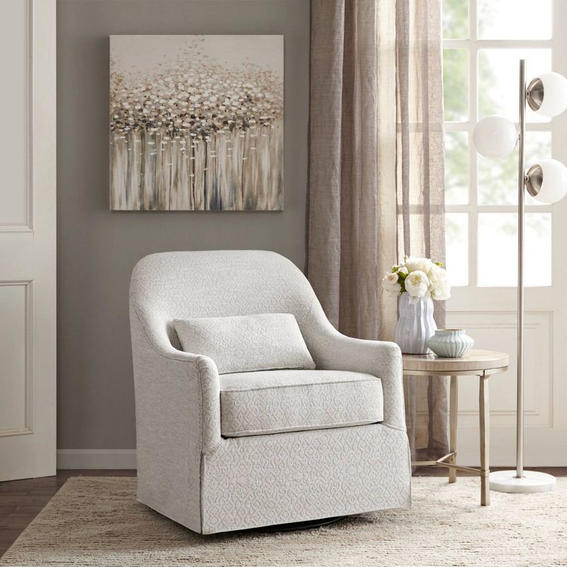 Wilmington Swivel Glider Chair Ivory/Black, 2 of 9