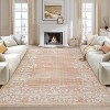 Modern Floral Washable Rug with Non-Slip Backing, for Bedroom & Living Room - 3 of 4