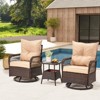EROMMY 3 Pieces Patio Swivel Rocker Rattan Chairs, Outdoor Swivel Rocking Chairs With 1 Rattan Coffee Table, 360 Degree Swivel Patio Chairs For Lawn - 3 of 4