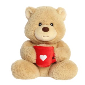 Aurora Small Latte Love Bear Valentine Heartwarming Stuffed Animal Hot Coffee 9" - 1 of 4