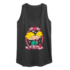 Women's - Hey Arnold! - Valentine's My Love Graphic Racerback Tank - 1 of 4