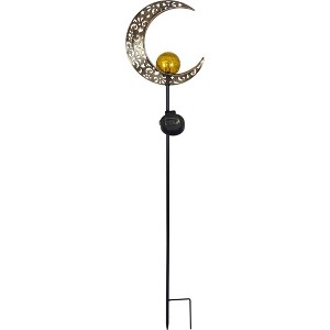 Moonelit Creations Solar LED Crescent Moon Garden Light Stake Black - 1 of 4