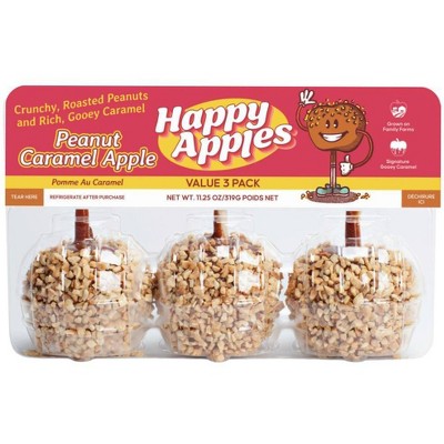 Happy Apples Classic Chopped Peanut Caramel Apple - 33.75oz/3ct