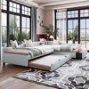 Linen Fabric Upholstered Double Twin Size Platform Daybed with Trundle and Drawer - ModernLuxe - 3 of 4
