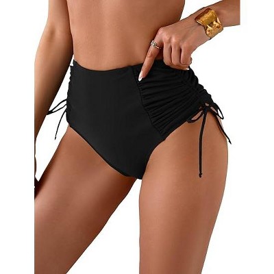 Eomenie Women's High Waisted Swimsuit Bottom Tummy Control Ruched Bikini Bottoms Side Tie Bathing Suit Swim Bottom
