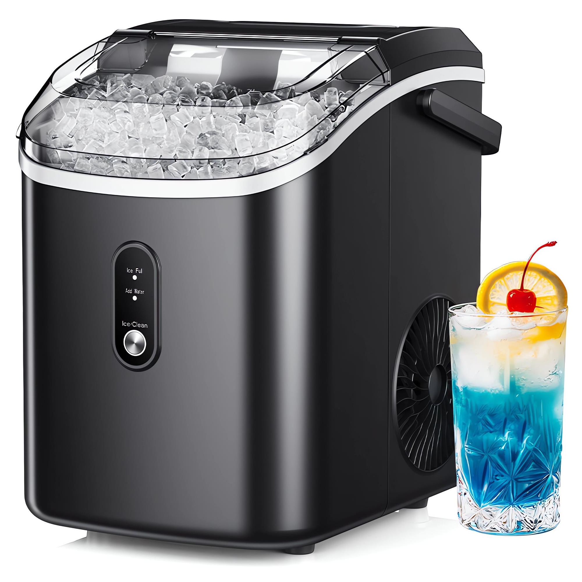 Simzlife Nugget Ice Maker Countertop, 34 Lbs/Day, Soft Chewable Pellet Ice, Self-Cleaning, One-Click Operation, 1.8 Lbs Storage Capacity, Black