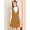 Allegra K Women's Corduroy Mini V Neck Vintage A-Line Bib Overall Pinafore Skirts - 3 of 4