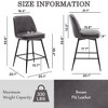 Beautyolove 29 in. Grey Metal Frame Bar Height Swivel Bar Stool with Faux Leather Seat (Set of 2) - 2 of 4