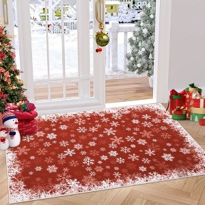 Christmas Area Rug Xmas Snowflake Accent Rug Holiday Decorative Soft Carpet - 1 of 4