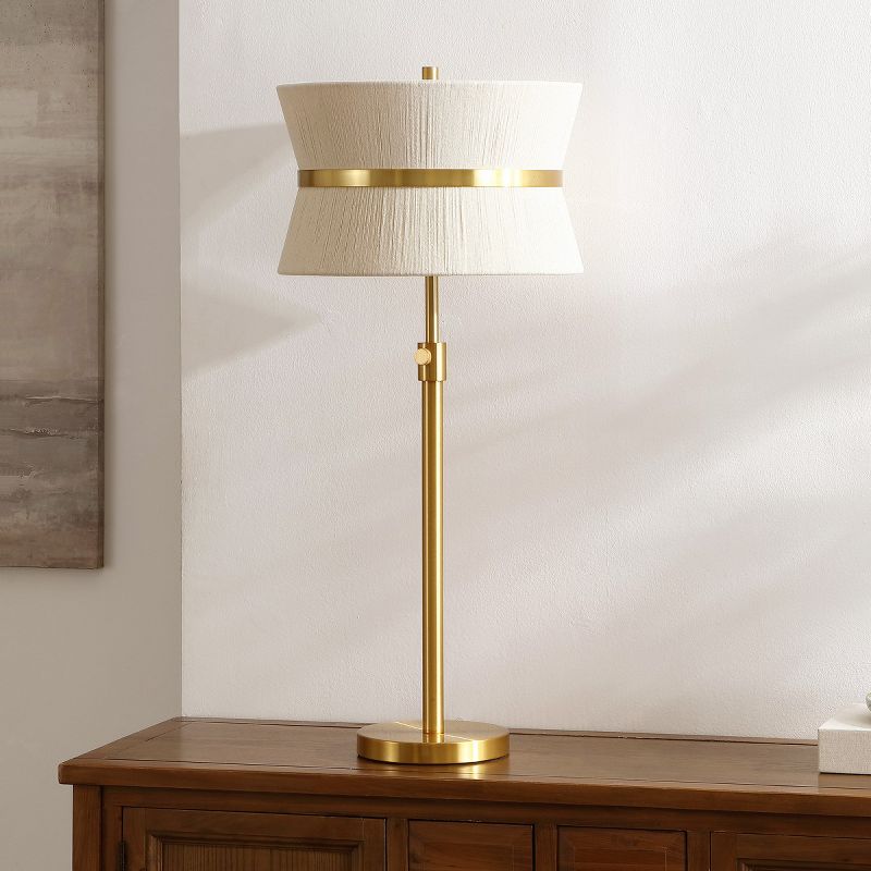 Mika 20-26 Inch Rope/Metal Extendable Table Lamp - Bleached Natural/Brass Gold - Safavieh., 2 of 5