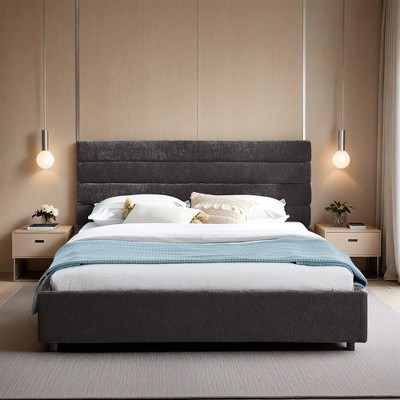 Velvet Upholstered Queen Size Platform Bed with Headboard & Storage Drawers - Leovsnove